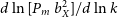 d ln left bracket upper P Subscript m Baseline b Subscript upper X Superscript 2 Baseline right bracket divided by d ln k