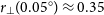 r Subscript up tack Baseline left parenthesis 0.05 Superscript ring Baseline right parenthesis almost equals 0.35