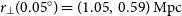 r Subscript up tack Baseline left parenthesis 0.05 Superscript ring Baseline right parenthesis equals left parenthesis 1.05 comma 0.59 right parenthesis normal upper M normal p normal c