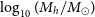 log Subscript 10 Baseline left parenthesis upper M Subscript h Baseline divided by upper M Subscript circled dot Baseline right parenthesis