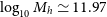 log Subscript 10 Baseline upper M Subscript h Baseline asymptotically equals 11.97