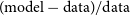 left parenthesis model minus data right parenthesis slash data