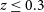 z less than or equals 0.3