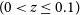 left parenthesis 0 less than z less than or equals 0.1 right parenthesis