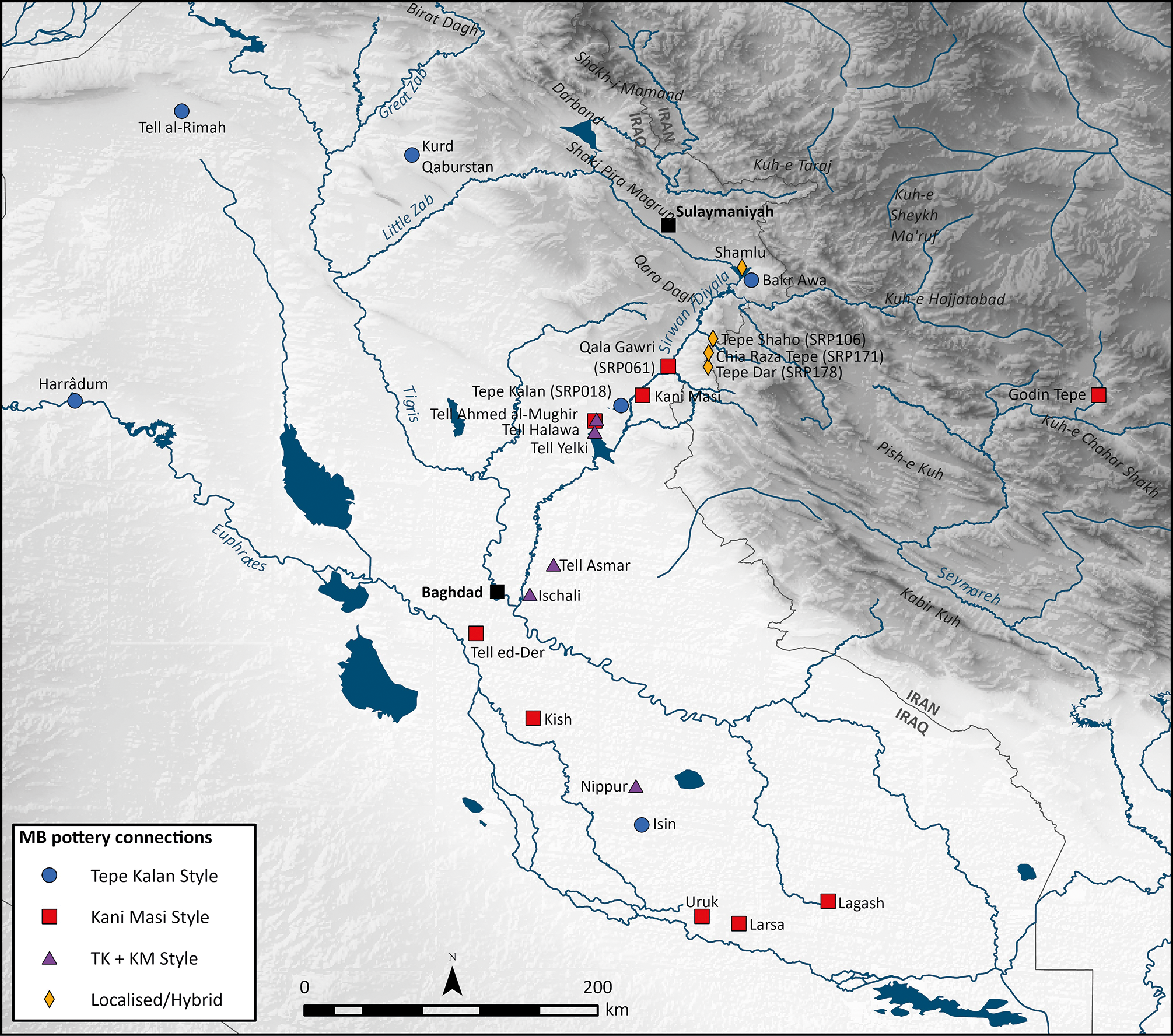 A map of the Zagros piedmont zone showing historical geographies and ancient political entities.