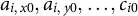 a Subscript i comma x Baseline 0 Baseline comma a Subscript i comma y Baseline 0 Baseline comma ellipsis comma c Subscript i Baseline 0 Baseline