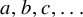 a comma b comma c comma ellipsis
