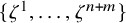 StartSet zeta Superscript 1 Baseline comma ellipsis comma zeta Superscript n plus m Baseline EndSet