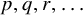 p comma q comma r comma ellipsis