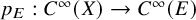 p Subscript upper E Baseline colon upper C Superscript infinity Baseline left parenthesis upper X right parenthesis right arrow upper C Superscript infinity Baseline left parenthesis upper E right parenthesis