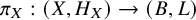 pi Subscript upper X Baseline colon left parenthesis upper X comma upper H Subscript upper X Baseline right parenthesis right arrow left parenthesis upper B comma upper L right parenthesis