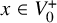 x element of upper V 0 Superscript plus