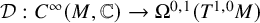 script upper D colon upper C Superscript infinity Baseline left parenthesis upper M comma double struck upper C right parenthesis right arrow normal upper Omega Superscript 0 comma 1 Baseline left parenthesis upper T Superscript 1 comma 0 Baseline upper M right parenthesis