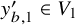 y prime Subscript b comma 1 Baseline element of upper V 1