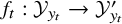 f Subscript t Baseline colon script upper Y Subscript y Sub Subscript t Subscript Baseline right arrow script upper Y prime Subscript y Sub Subscript t Subscript