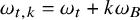 omega Subscript t comma k Baseline equals omega Subscript t Baseline plus k omega Subscript upper B