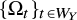 left brace normal upper Omega Subscript t Baseline right brace Subscript t element of upper W Sub Subscript upper Y
