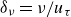 delta Subscript nu Baseline equals nu divided by u Subscript tau
