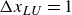 normal upper Delta x Subscript upper L upper U Baseline equals 1
