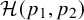script upper H left parenthesis p 1 comma p 2 right parenthesis