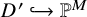 upper D prime right arrow with hook double struck upper P Superscript upper M