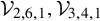 script upper V Subscript 2 comma 6 comma 1 Baseline comma script upper V Subscript 3 comma 4 comma 1 Baseline