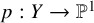 p colon upper Y right arrow double struck upper P Superscript 1