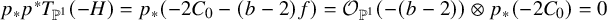 p Subscript asterisk Baseline p Superscript asterisk Baseline upper T Subscript double struck upper P Sub Superscript 1 Baseline left parenthesis negative upper H right parenthesis equals p Subscript asterisk Baseline left parenthesis minus 2 upper C 0 minus left parenthesis b minus 2 right parenthesis f right parenthesis equals script upper O Subscript double struck upper P Sub Superscript 1 Baseline left parenthesis minus left parenthesis b minus 2 right parenthesis right parenthesis circled times p Subscript asterisk Baseline left parenthesis minus 2 upper C 0 right parenthesis equals 0
