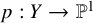 p colon upper Y right arrow double struck upper P Superscript 1
