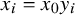 x Subscript i Baseline equals x 0 y Subscript i