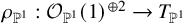 rho Subscript double struck upper P Sub Superscript 1 Subscript Baseline colon script upper O Subscript double struck upper P Sub Superscript 1 Subscript Baseline left parenthesis 1 right parenthesis Superscript circled plus 2 Baseline right arrow upper T Subscript double struck upper P Sub Superscript 1 Baseline