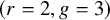 left parenthesis r equals 2 comma g equals 3 right parenthesis