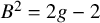 upper B squared equals 2 g minus 2