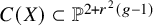 upper C left parenthesis upper X right parenthesis subset of double struck upper P Superscript 2 plus r squared left parenthesis g minus 1 right parenthesis