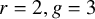 r equals 2 comma g equals 3