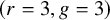 left parenthesis r equals 3 comma g equals 3 right parenthesis