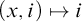 left parenthesis x comma i right parenthesis right arrow from bar i