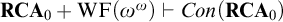 bold upper R upper C upper A 0 plus WF left parenthesis omega Superscript omega Baseline right parenthesis right tack upper C o n left parenthesis bold upper R upper C upper A 0 right parenthesis