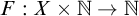 upper F colon upper X times double struck upper N right arrow double struck upper N