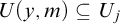 upper U left parenthesis y comma m right parenthesis subset of or equal to upper U Subscript j