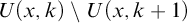 upper U left parenthesis x comma k right parenthesis minus upper U left parenthesis x comma k plus 1 right parenthesis