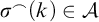 sigma Superscript frown Baseline left parenthesis k right parenthesis element of script upper A