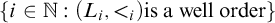 StartSet i element of double struck upper N colon left parenthesis upper L Subscript i Baseline comma less than Subscript i Baseline right parenthesis is a well order EndSet