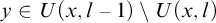 y element of upper U left parenthesis x comma l minus 1 right parenthesis minus upper U left parenthesis x comma l right parenthesis
