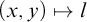 left parenthesis x comma y right parenthesis right arrow from bar l