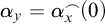 alpha Subscript y Baseline equals alpha Subscript x Superscript frown Baseline left parenthesis 0 right parenthesis