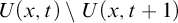 upper U left parenthesis x comma t right parenthesis minus upper U left parenthesis x comma t plus 1 right parenthesis