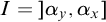 upper I equals right bracket alpha Subscript y Baseline comma alpha Subscript x Baseline right bracket