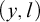left parenthesis y comma l right parenthesis