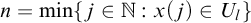 n equals min left brace j element of double struck upper N colon x left parenthesis j right parenthesis element of upper U Subscript l Baseline right brace